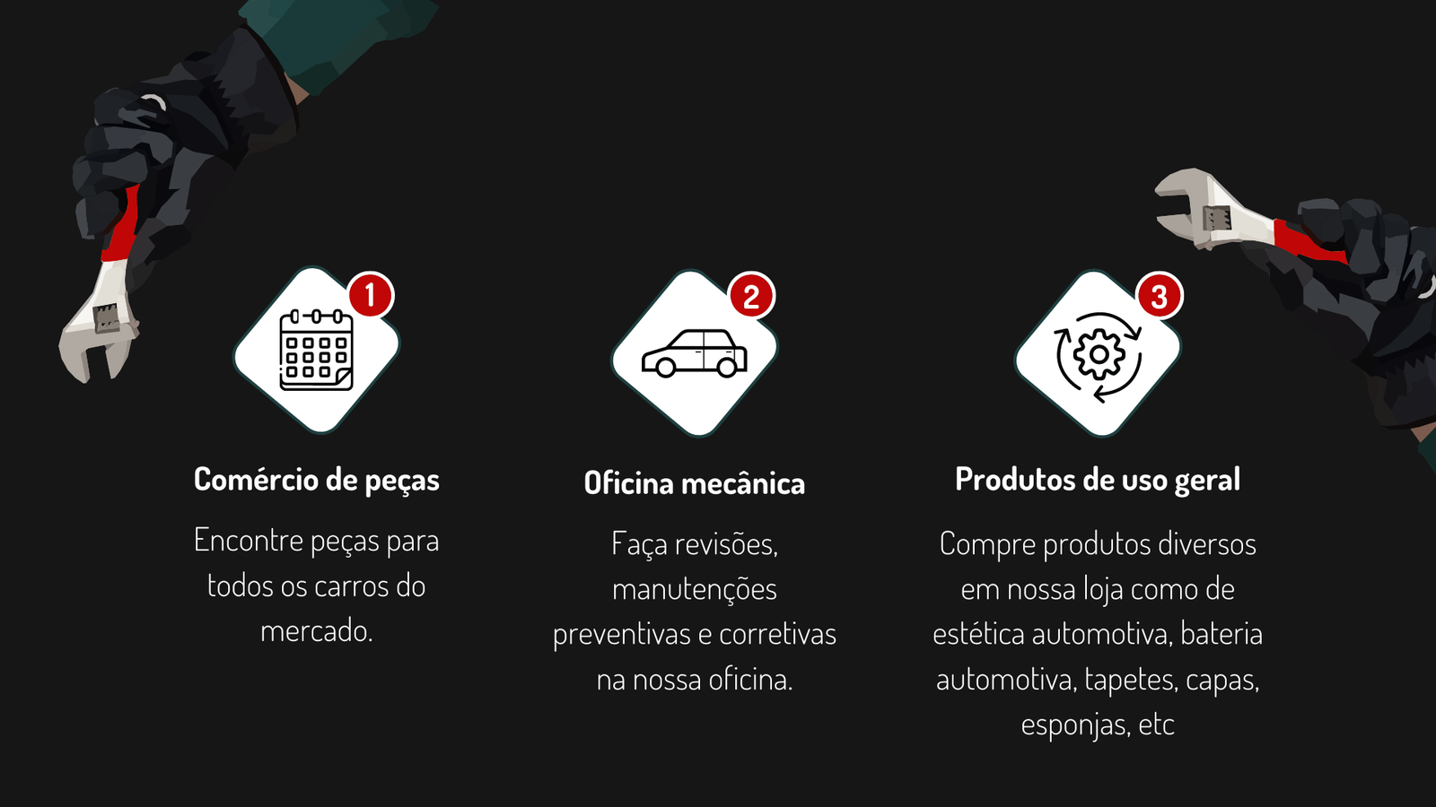 Infográfico Lattmann: comércio de peças, oficina mecânica e produtos de uso geral